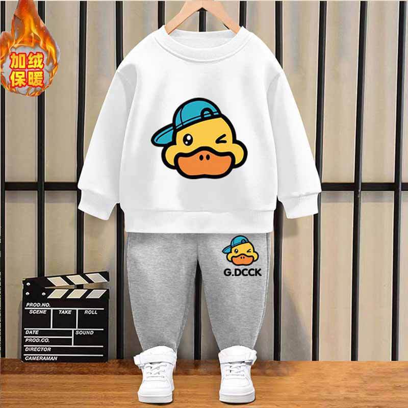 Children's Suit Wholesale Boys' Handsome New Thickened Sweater Two-Piece Set Baby Girls' Fashionable Korean Style Trendy Cool Clothing