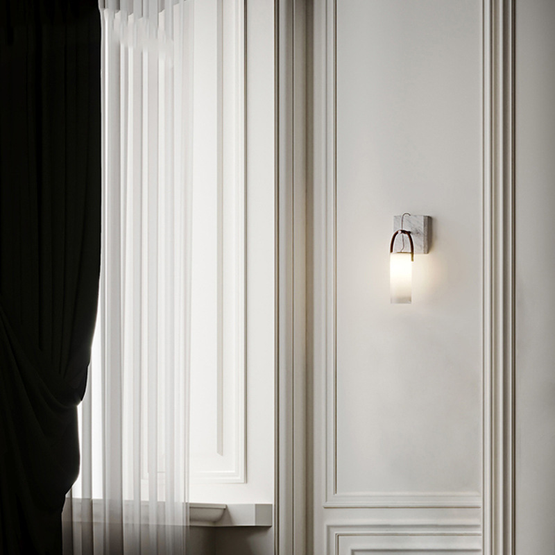 Simple Modern Light Luxury Lamp in the Living Room Marble Handmade Glass Creative LED Wall Lamp Living Room Hallway Corridor