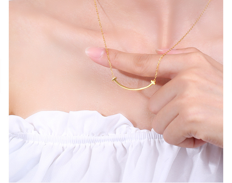 5g黄金套链足金999微笑项链纯金亮面笑脸锁骨链送礼女友水贝批发