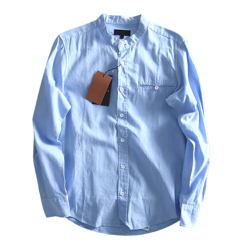 亚麻!外贸男装工厂剪标尾货商务休闲纯色百搭立领长袖衬衫潮-阿里巴巴