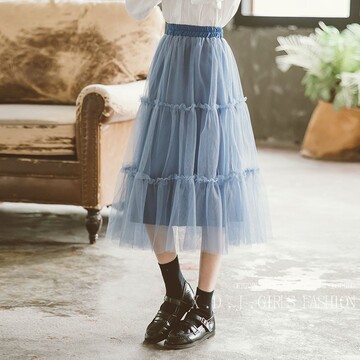 女童半身裙春秋纱裙2024新款中大儿童蓬蓬裙女孩网纱公主裙子夏季