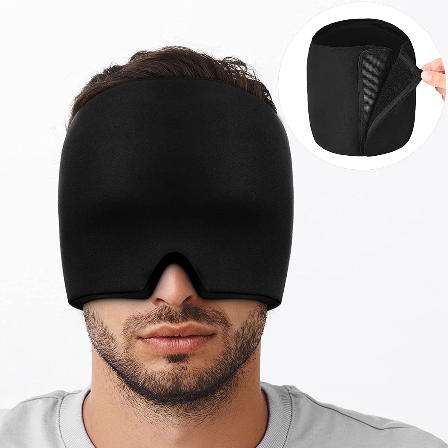 外贸跨境爆款冷敷头套冰敷面罩冷敷帽冰头套热敷头套偏头痛帽现货