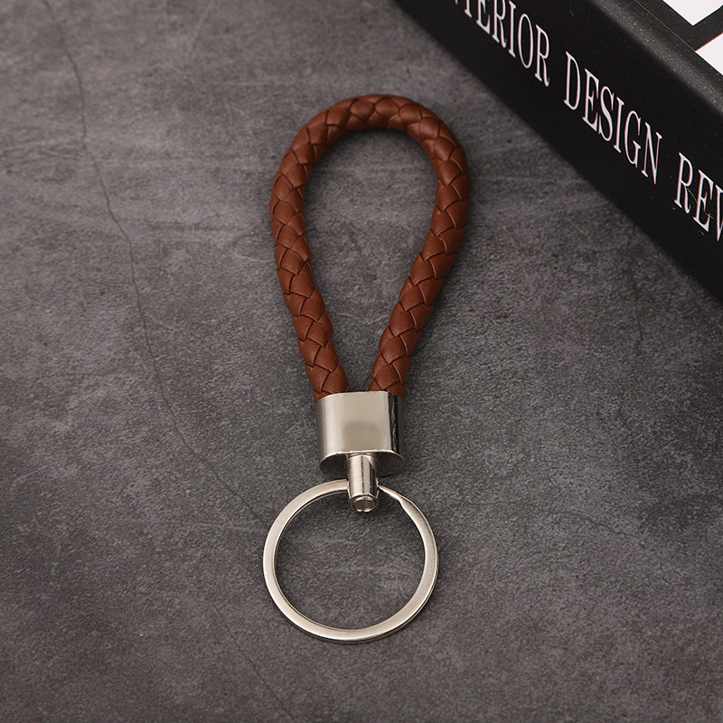 Creative New Leather Rope Keychain Woven Automobile Hanging Ornament Color Key String Pendant Activity Small Gift Ornament