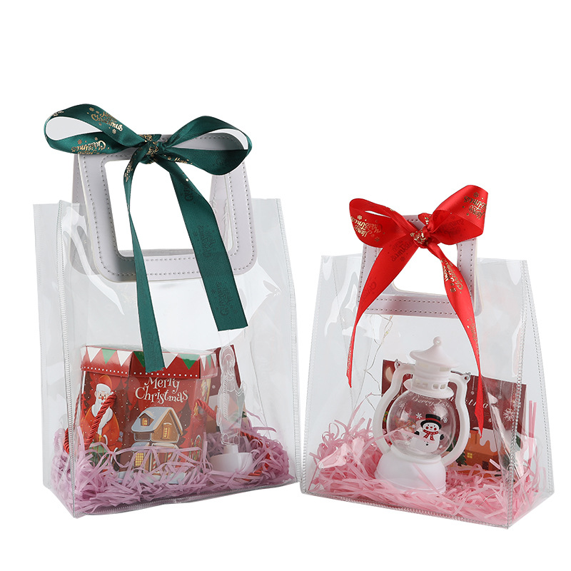 Christmas Gift Bag Wholesale Christmas Eve Fruit Packing Box Transparent Handbag Christmas Eve Gift Bag Hand Gift Bag
