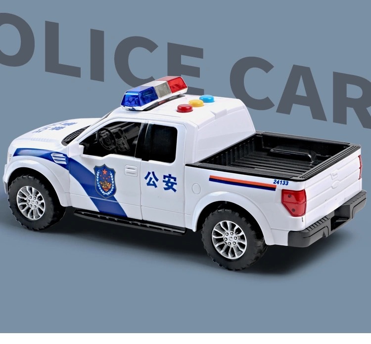 林达会讲故事的皮卡警车带灯光音乐双开门惯性儿童仿真玩具车模型