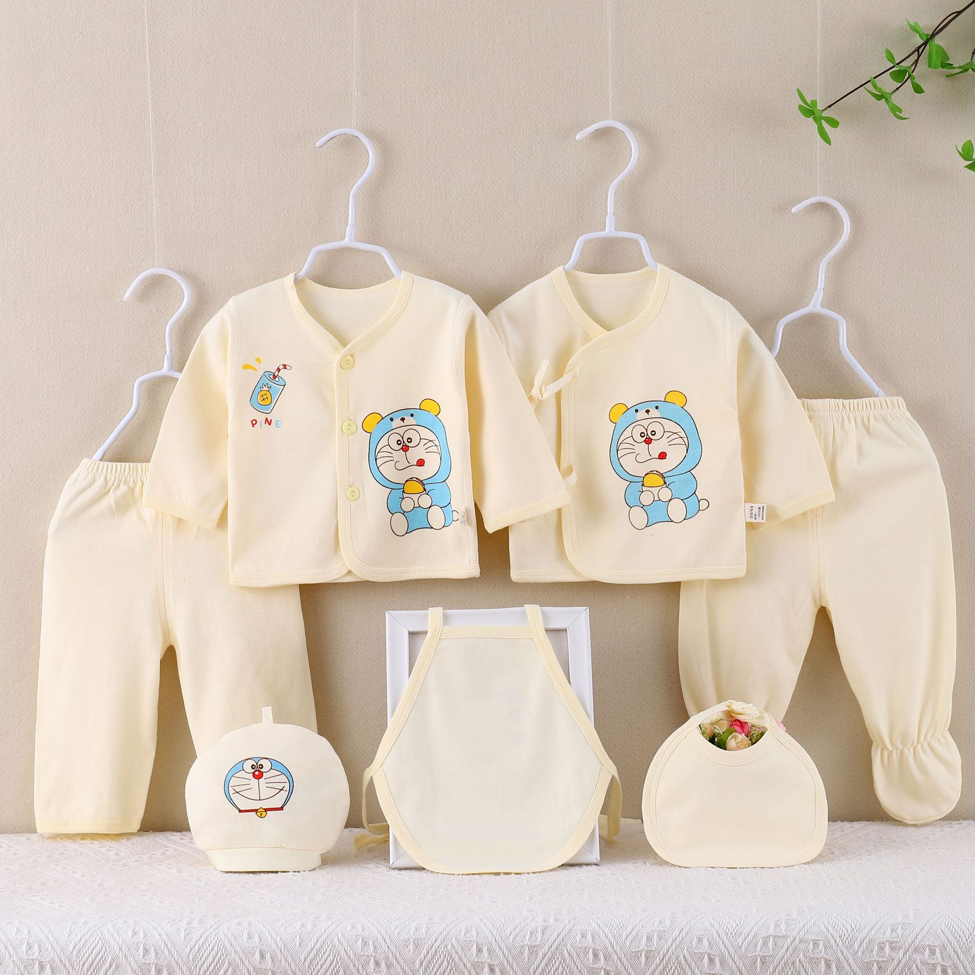 Newborn Boneless Seven-Piece Baby Suit Cotton Clothes Spring and Autumn Supplies Newborn One Month Old Four Seasons Baby Suit