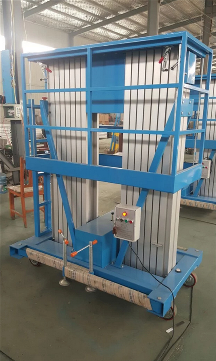 厂家直供低噪音双桅柱电动液压220v升降台双桅杆铝合金升降平台