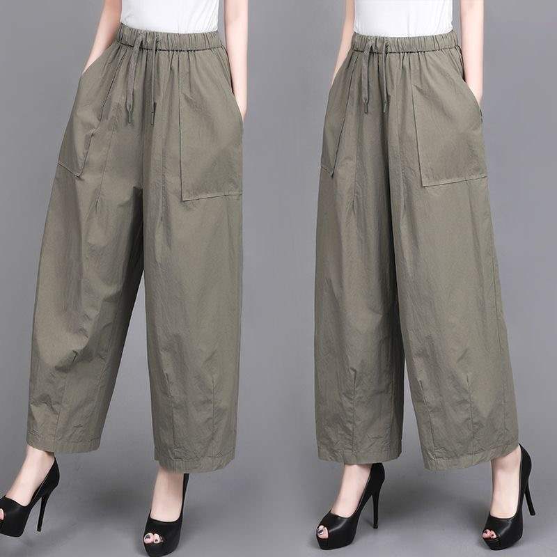 裤子女春夏新款2025中年妈妈新款哈伦大码百搭显瘦宽松薄款休闲裤