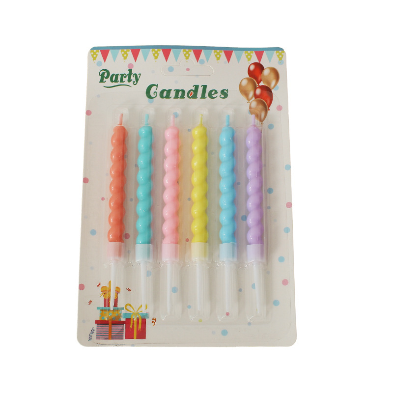 Birthday Candle Creative Macaron Twisted Thread 6 PCs Wholesale Party Baking Decoration Color Cake Candle