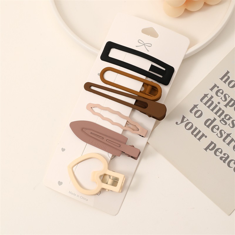 Frosted Coffee Color Series BB Clip Side Bang Clip Korean All-Match Simple Duck Clip Hair Accessories Barrettes Set