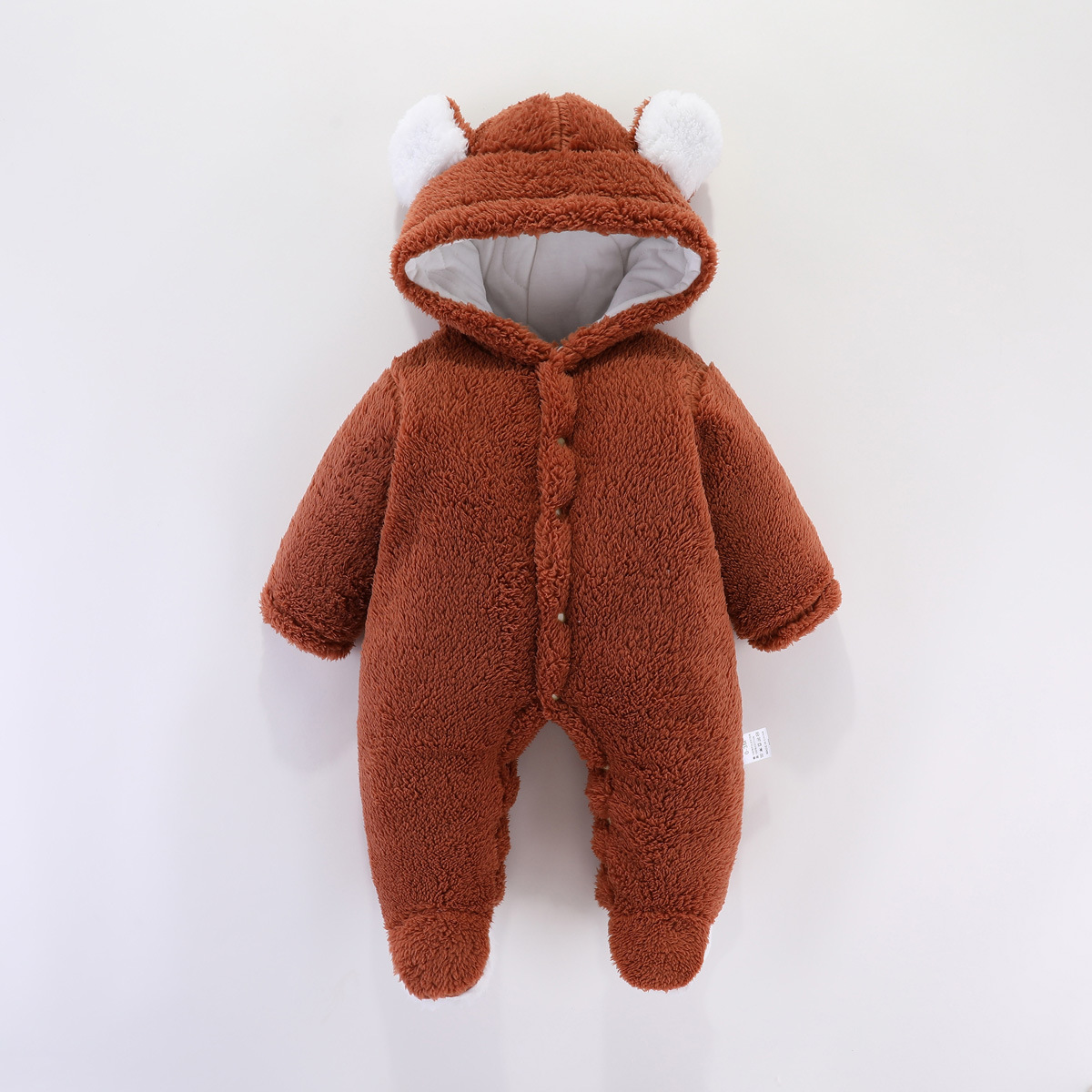 Baby Jumpsuit with Feet Cotton-Padded Romper Romper Autumn and Winter Baby Thickened Long Sleeve Hood Clothes Children Outwear