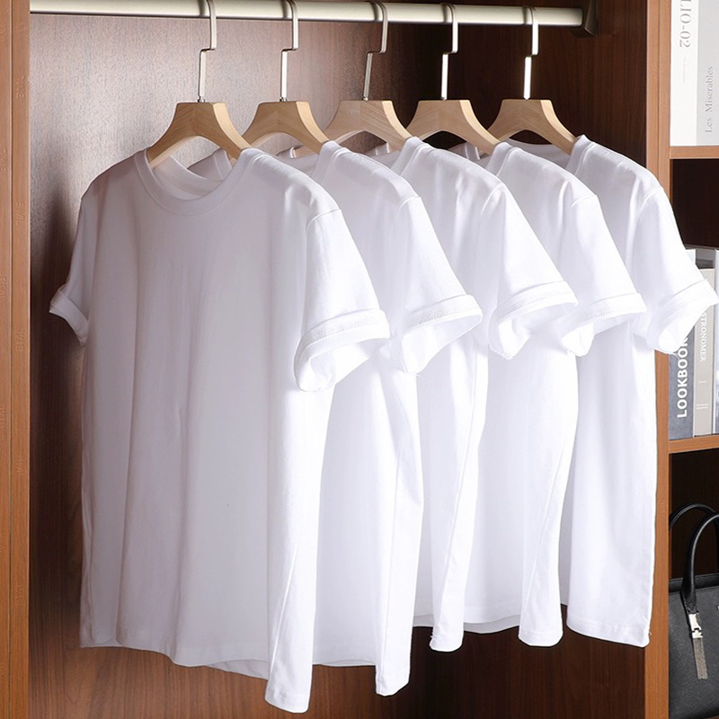 单件装100%纯棉黑白色男女短袖t恤夏季韩版宽松ins半袖上衣情侣装