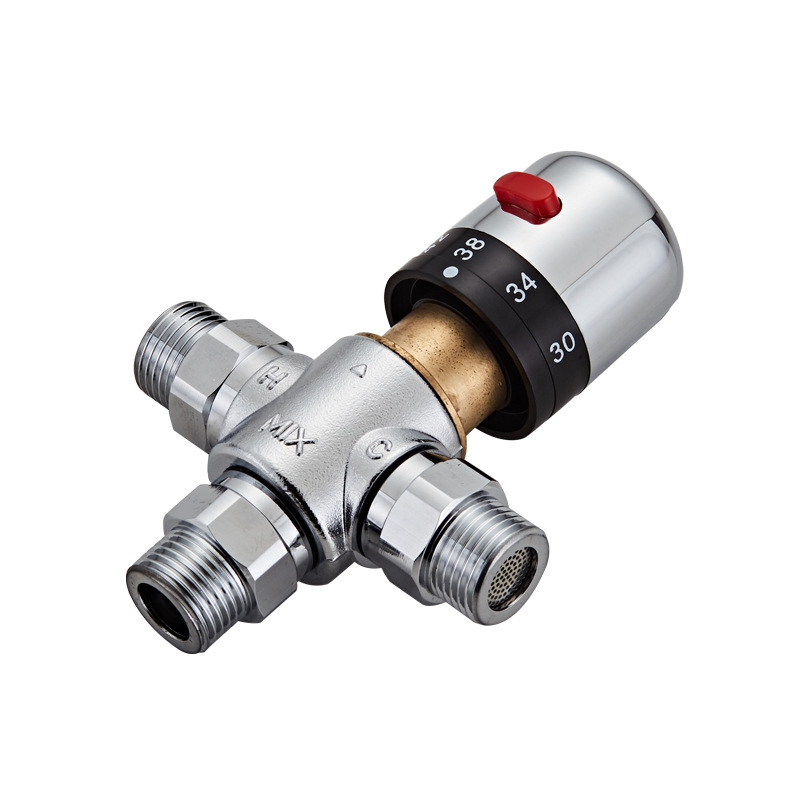 淋浴全铜恒温阀太阳能水温调节器家用电热水器自动混水阀明装