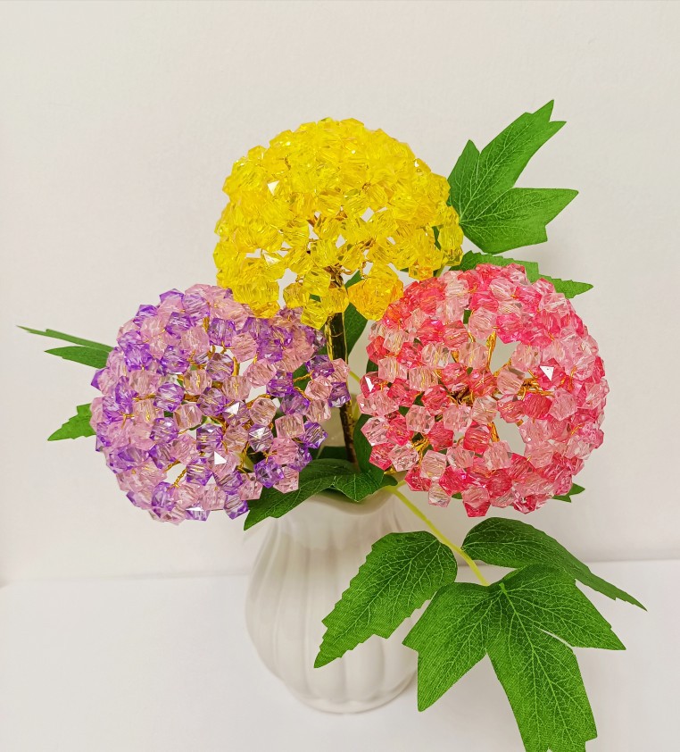 手工水晶绣球花材料包,成品绣球花仿真花假花