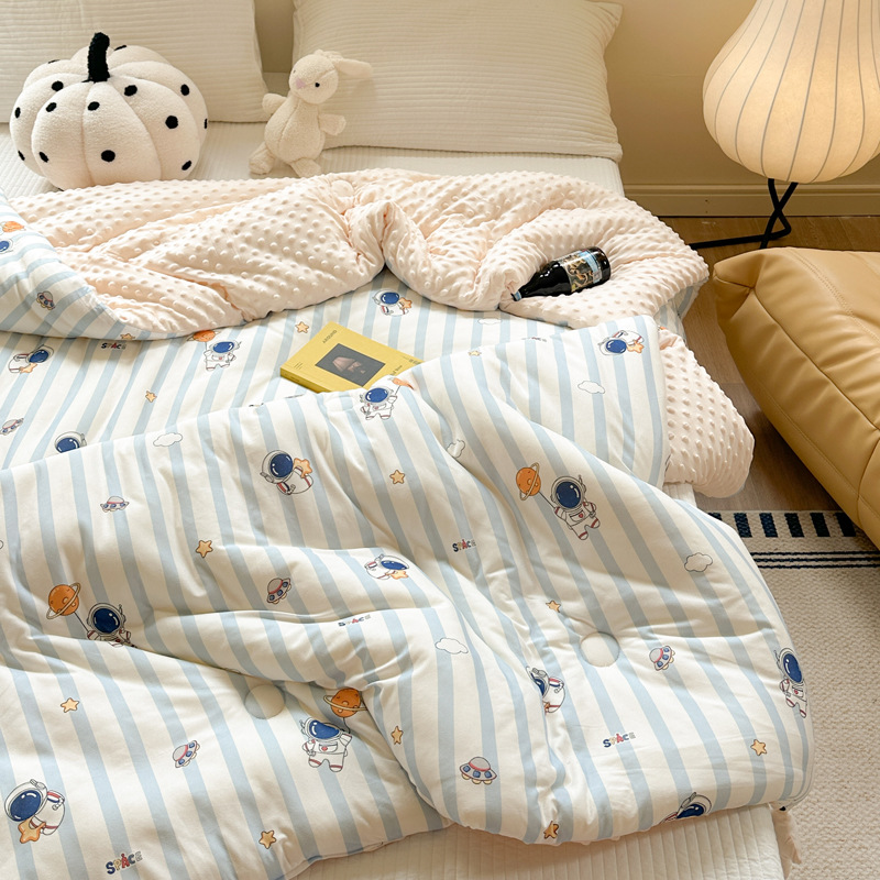 软糯针织棉豆豆绒小星星四季被可爱卡通羽丝棉冬被芯春秋被子夏被