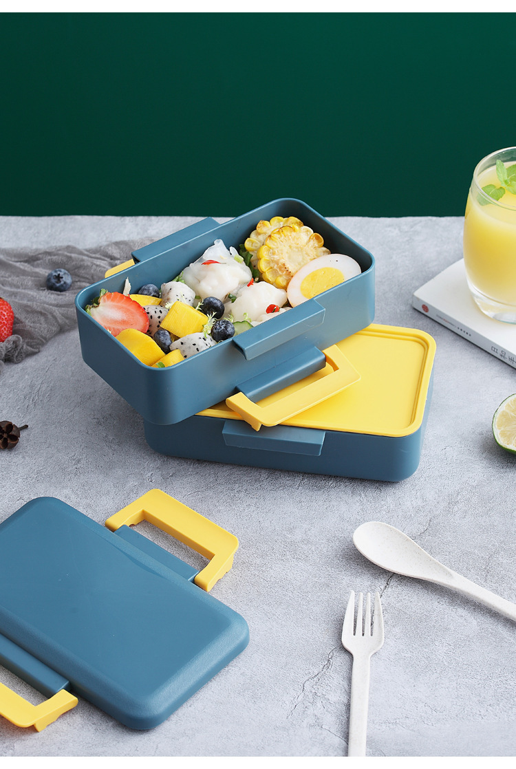 ins饭盒上班族日式分格餐盒日本便当盒双层分隔型可用微波炉加热