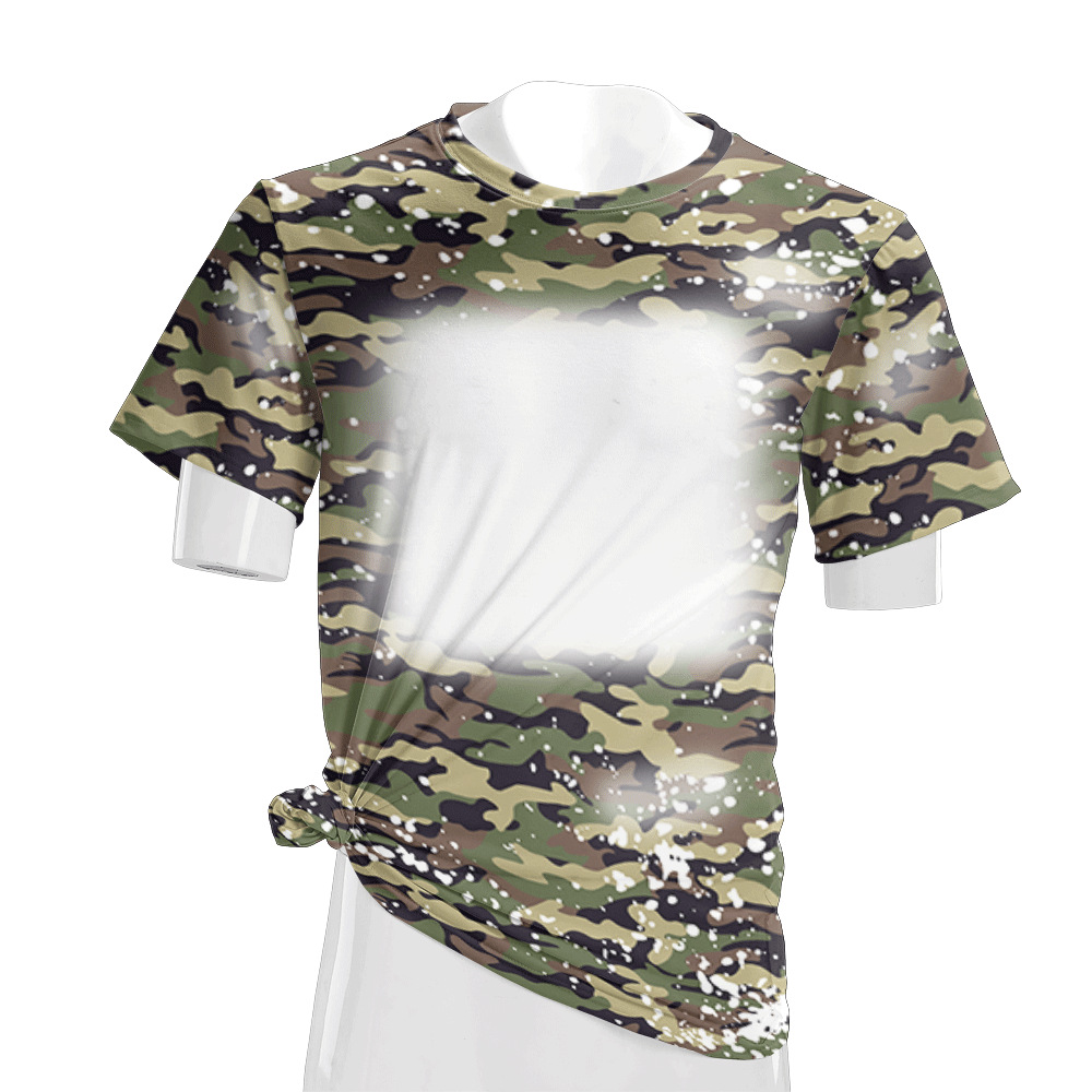 Camouflage Printing Middle Blank Printable T-shirt 230G Imitation Cotton Pull Frame Short Sleeve Trendy Men's Youth Shirt Casual