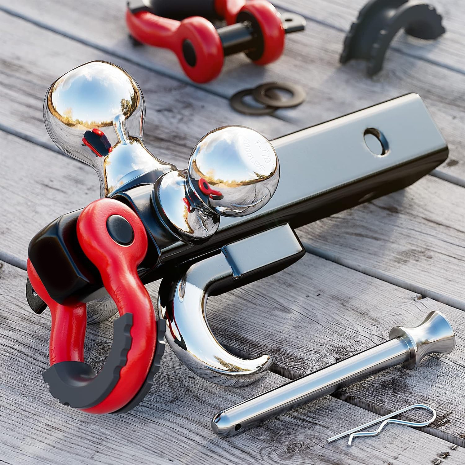 厂家供应360度可旋转三球带卸扣拖车臂三球拖车挂接牵引装置