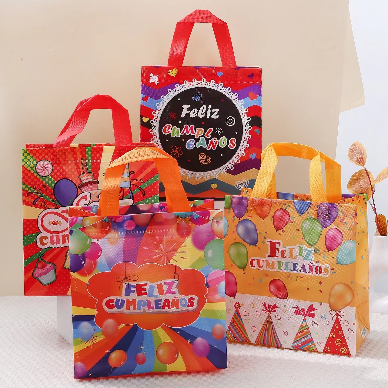 Western Birthday Party Non-Woven Handbag Waterproof Takeaway Packaging Bag Can Be Customized Birthday Gift Gift Bag Printing