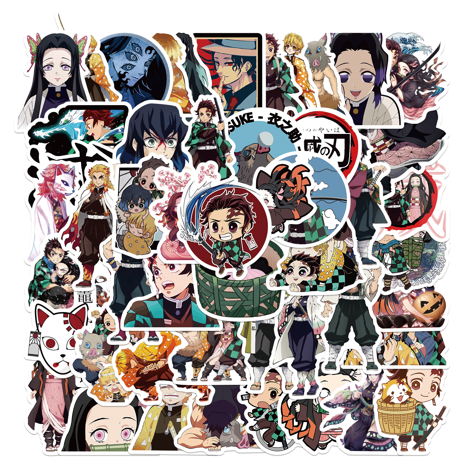 50张鬼灭之刃日本动漫贴纸卡通保温杯笔记本头盔防水贴画定制批发