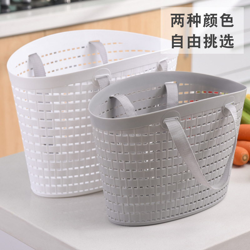 Laundry Basket Plastic Hollow Storage Basket Shopping Basket Dirty Clothes Basket Plastic Portable Laundry Basket Bathroom Laundry Basket