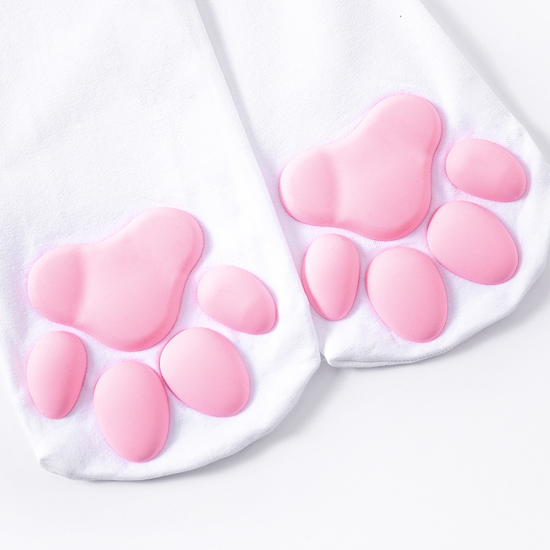 亚马逊爆款 猫爪丝袜袜子 猫脚印仿真3d肉垫猫爪袜 过膝长筒袜女