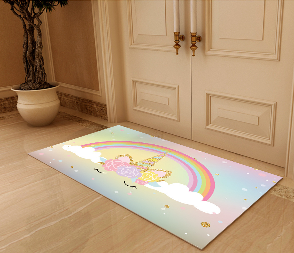 New Floor Mat Household Bedroom Kitchen Absorbent Door Mat Entry Non-Slip Paws Rubbing Floor Mat Cartoon Printed Carpet Wholesale