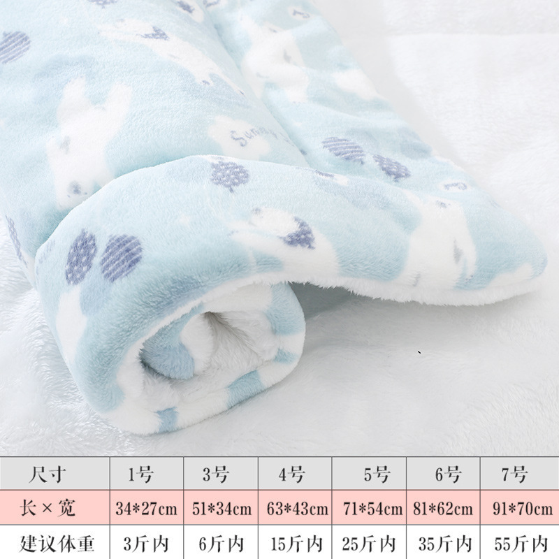 Autumn and Winter Flannel Kennel Pet Warm Cat Pad Dog Mat Thickened Dogs and Cats Pet Mat Pet Bed