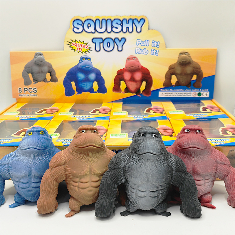 Internet Celebrity Mr. Wang Decompressed Gorilla to Relieve Boredom and Vent Useful Tool for Pressure Reduction Children Lala Monkey Squishy Toys