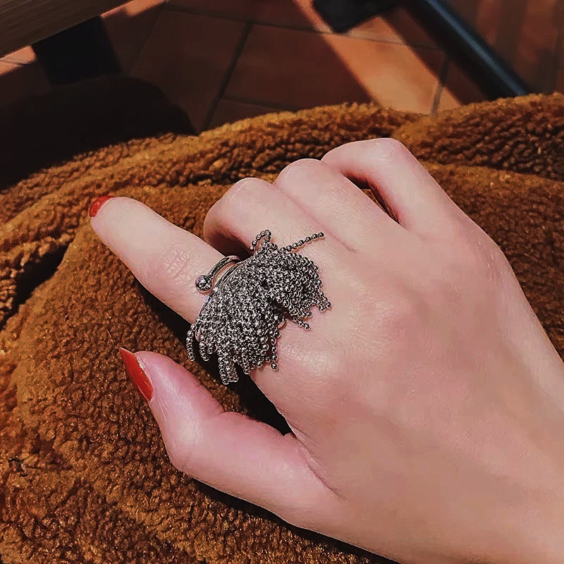 多层流苏食指戒指女小众夸张大个性大气指环网红戒指潮女饰品