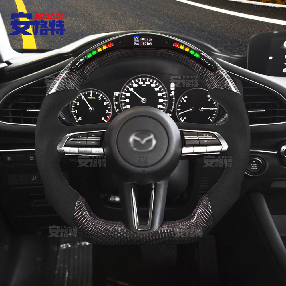 适用于马自达 阿特兹碳纤维运动真皮方向盘改装