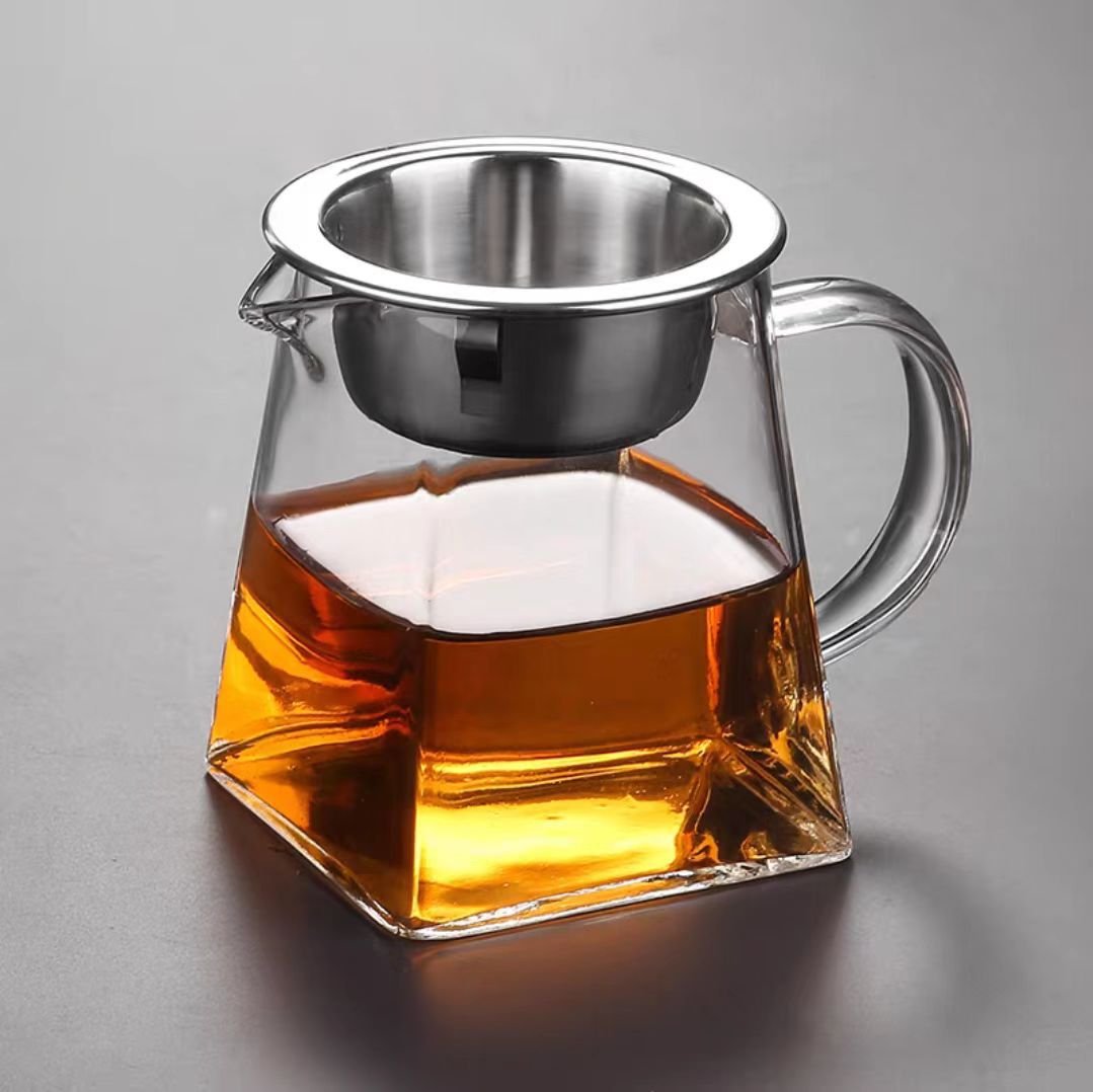 Square Glass Teapot Borosilicate Glass Pot Factory Wholesale Stainless Steel with Strainer Glass Pot Fair Mug Scented Teapot