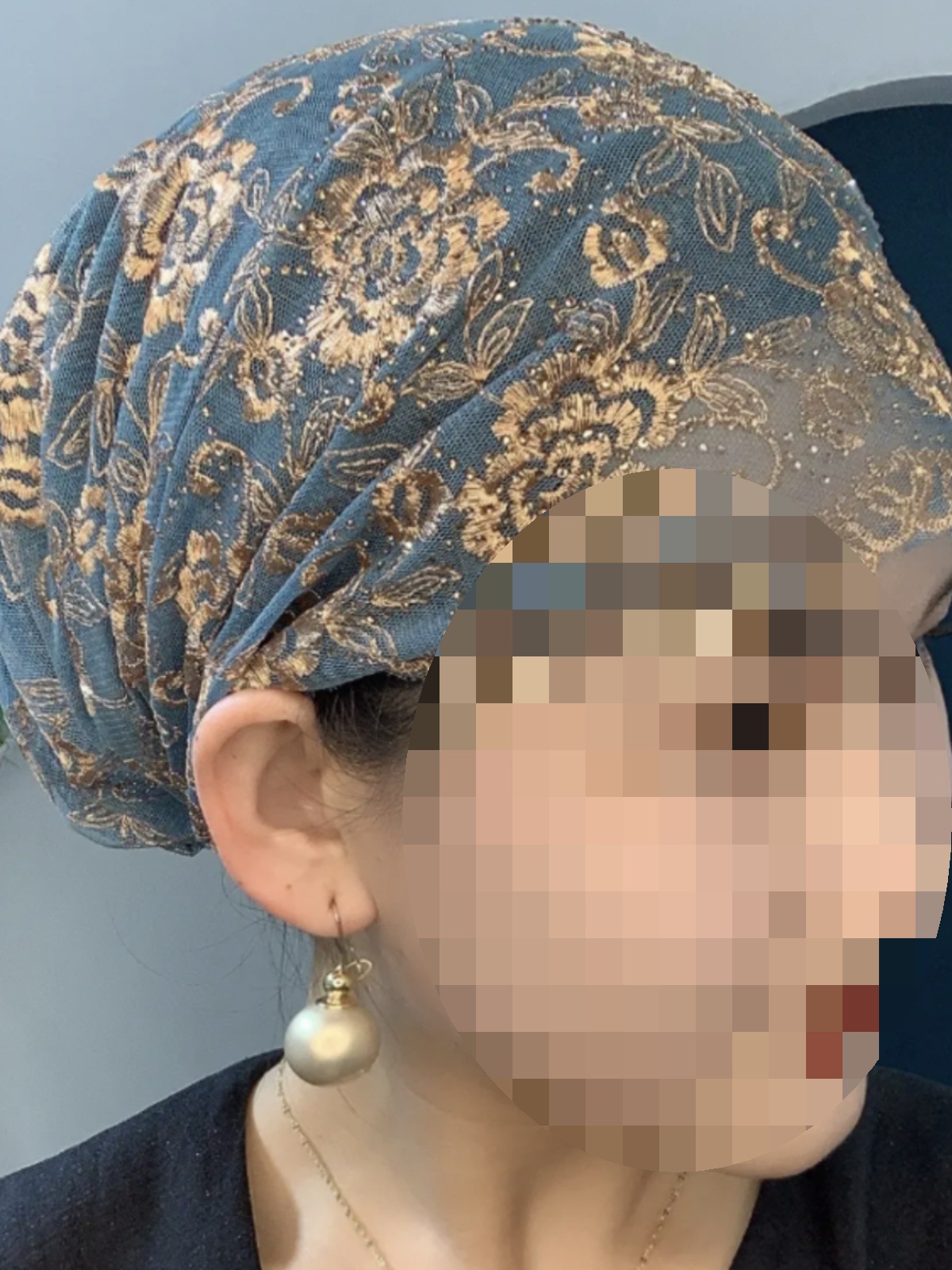 回族头巾现货异域风情蕾丝包头玫瑰花刺绣头巾遮白发女士纱巾帽子