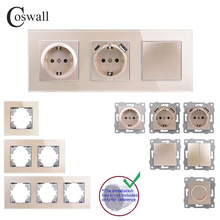 钢化玻璃金色 欧式德式法式 墙壁开关电源插座 外贸系列组合diy
