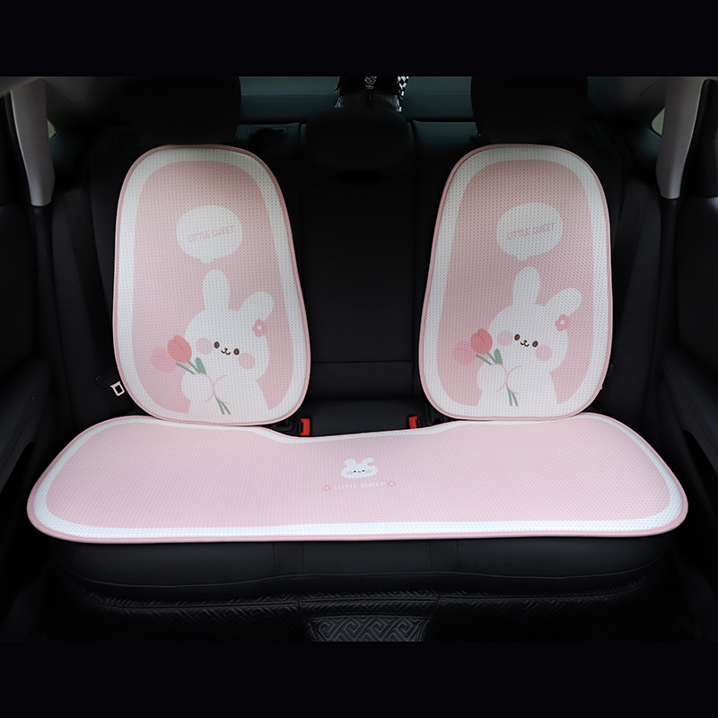Tulip Bunny Car Seat Cushion Four Seasons Universal Summer Car Cartoon Ice Silk Honeycomb Seat Cushion Car Supplies
