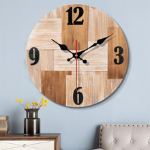钟表客厅挂钟免打孔时钟家用木质表大气卧室装饰壁钟一件包邮