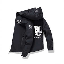 字母印花运动外套春秋季夹克连帽休闲拉链时尚夹克衫百搭长袖