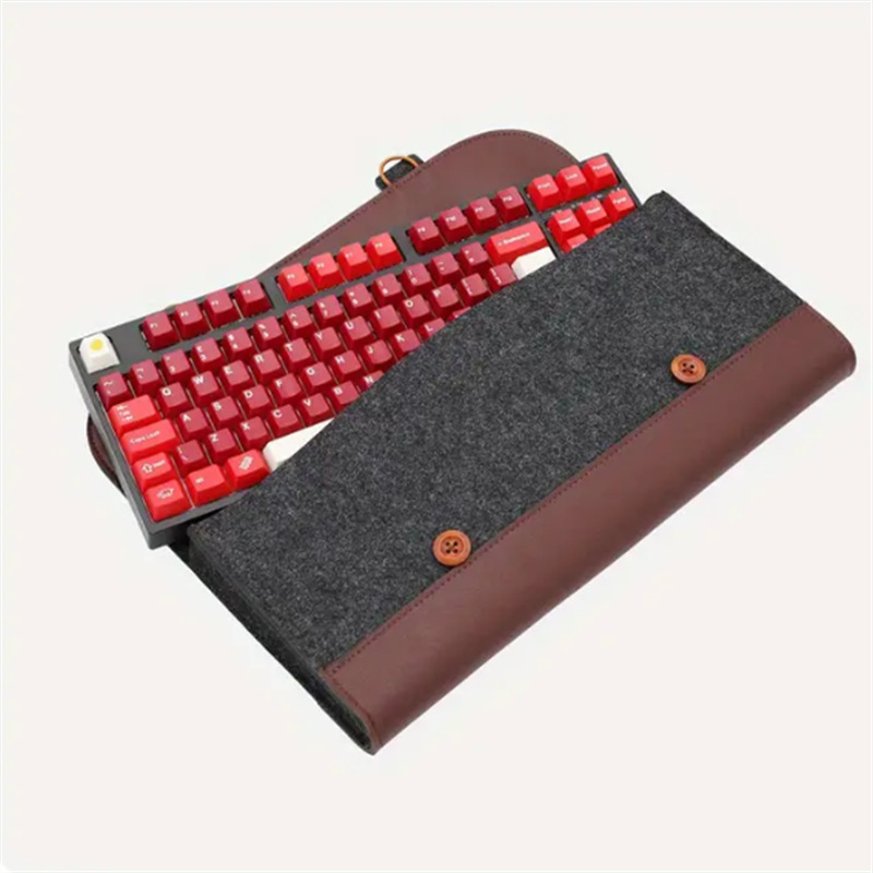 韩版撞色拼接键盘包皮革毛毡键盘皮套 电脑配件收纳包