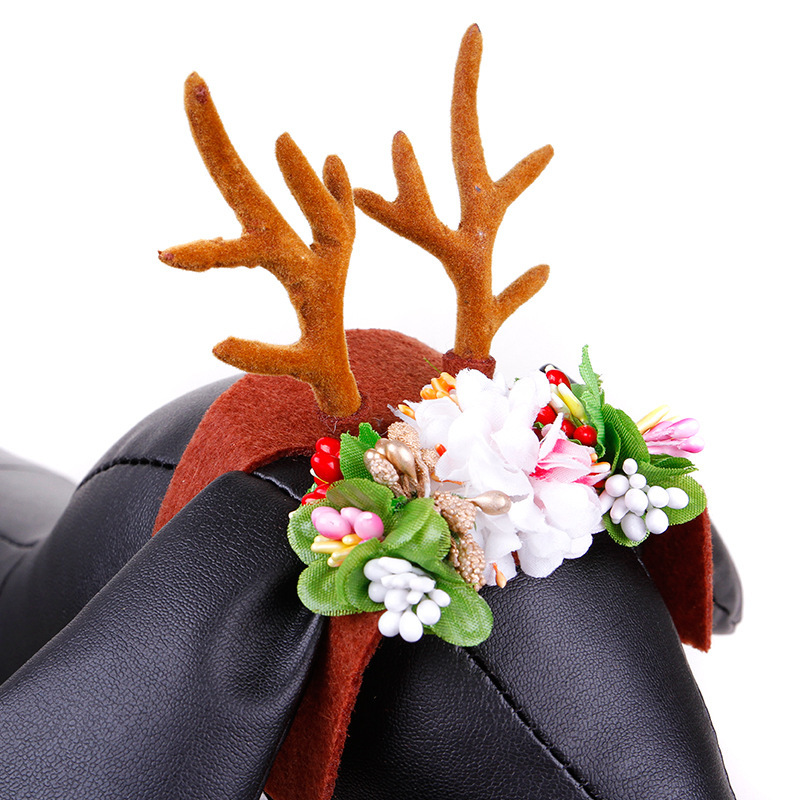 Cross-Border Hot Pet Headwear Christmas Antlers Pet Decorative Hat Antler Hairband Hair Ring Supplies Factory in Stock