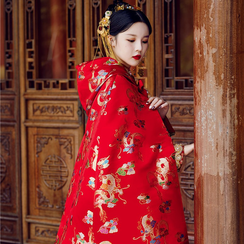 原创汉服女中国风披肩 织锦晚清故宫风格古装披风喜庆中国风坎肩