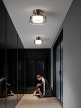 现代简约高级感轻奢玻璃玄关走廊灯意式极简设计师个性圆形过道灯