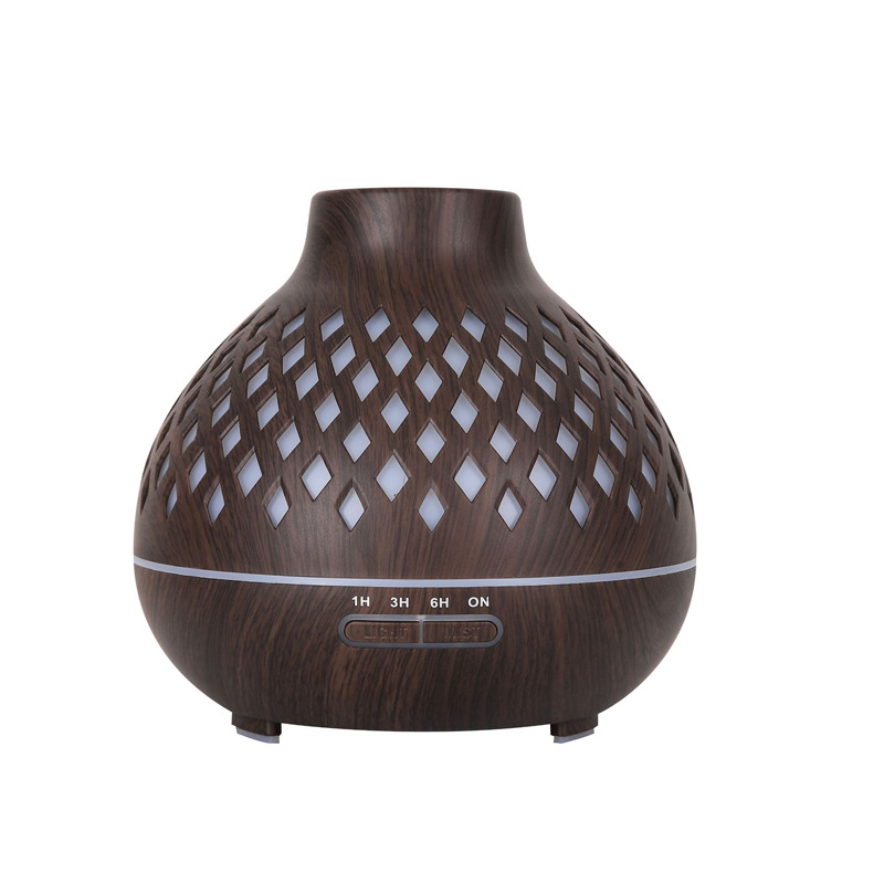 Hot 400ml Wood Grain Humidifier Household Hollow Diamond Aroma Diffuser Ultrasonic Spray Essential Oil Air Purification