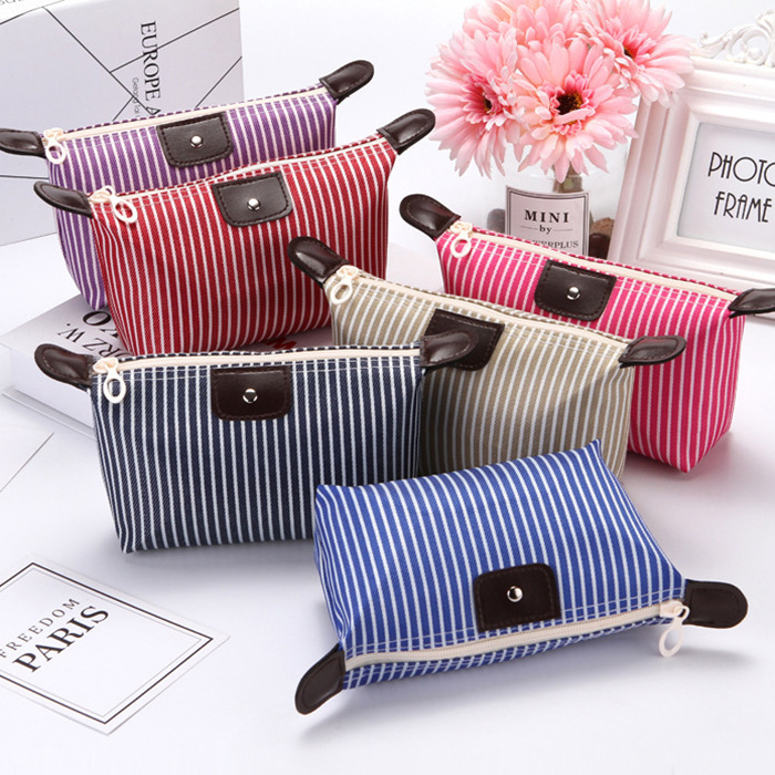 Cosmetic Bag Handbag Toiletries Lipstick Pack Canvas Korean Folding Dumpling Zipper Storage Bag