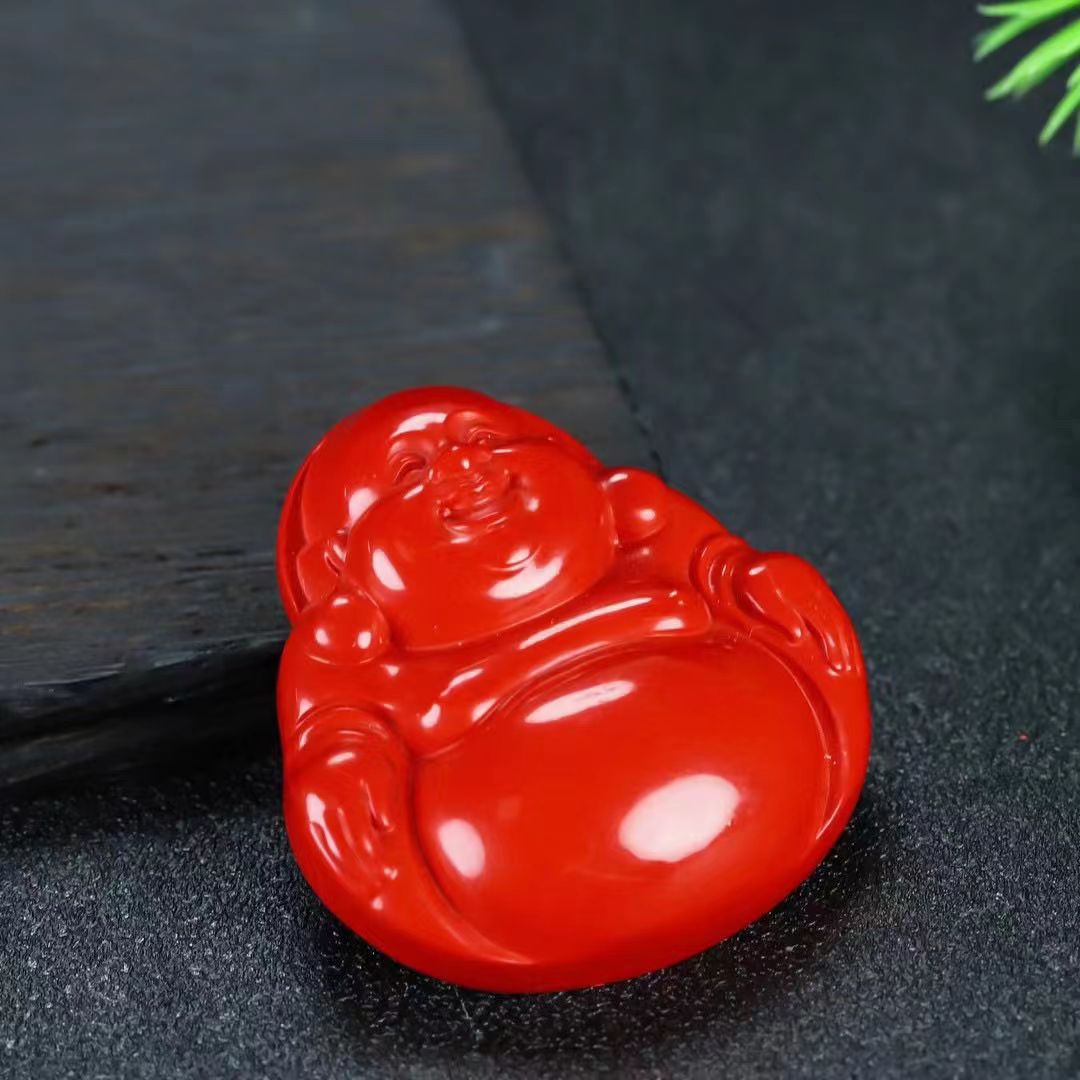 红砂帝王砂高品质原矿纯朱砂弥勒佛-阿里巴巴