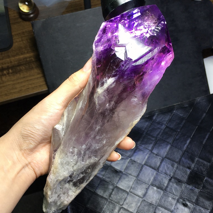 天然紫水晶权杖骨干原石原矿毛料消磁净化教学标本半宝石一物一图