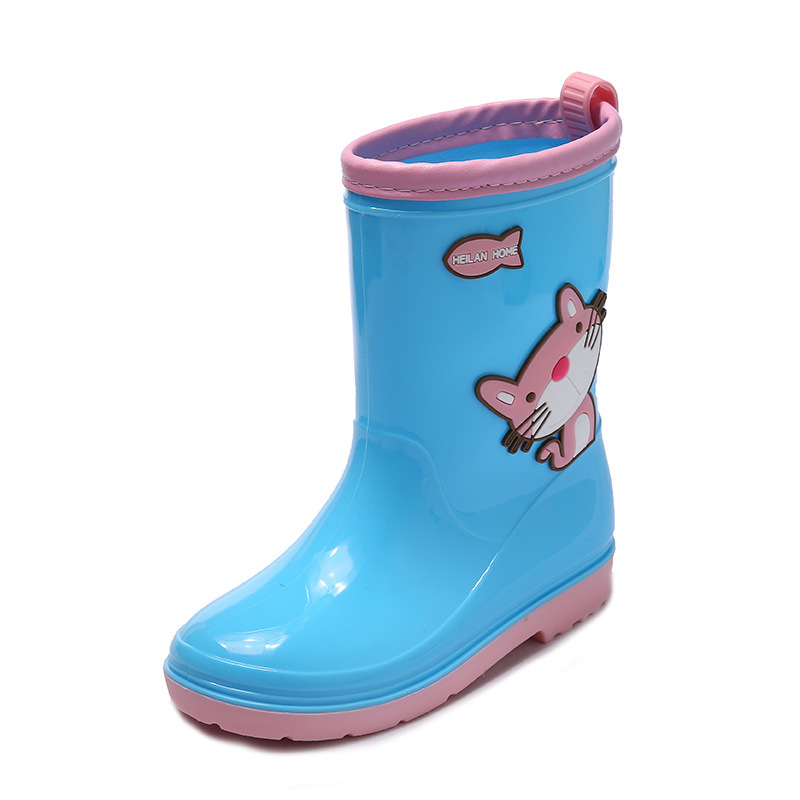 Ai Yaoyu Children's Rain Boots Non-Slip Environmental Protection Student Waterproof Shoes Toddler Boys and Girls Medium and Big Children Cartoon Rain Boots Warm