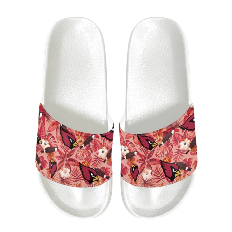 nfl亚利桑那红雀队白底男女款拖鞋 居家外出可印logo一字拖广告拖