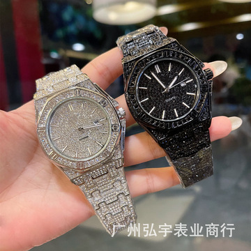 外贸手表批发爱家ap满钻手表男款钢带镶钻满天星皇家橡树石英手表