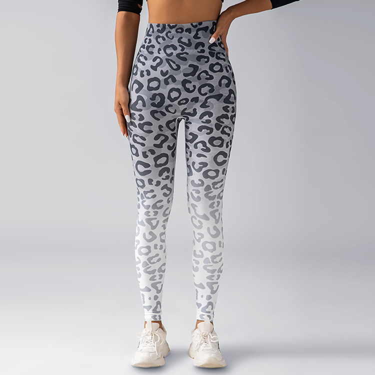 Cross-Border Snowflake Leopard Print Cropped Yoga Pants Seamless High Waist Digital Printing Sports Tights Yoga Trousers for Women