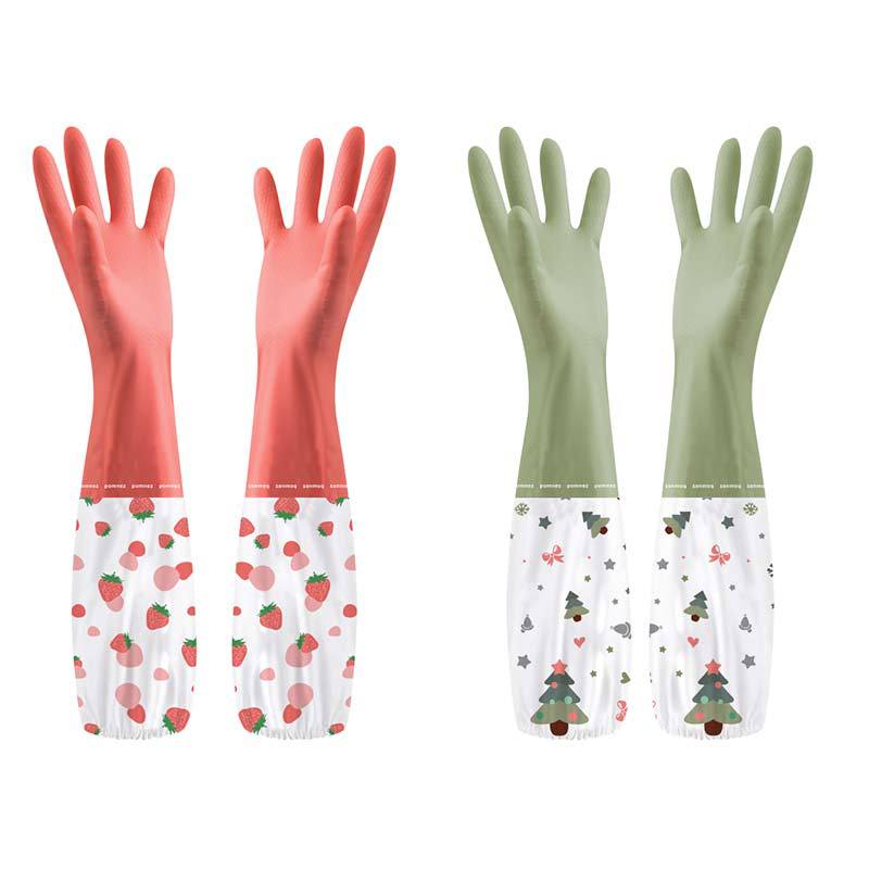 Winter Fleece-Lined Warm Household Dishwashing Gloves Waterproof Decontamination Non-Slip Kitchen Pvc Durable Household Cleaning New